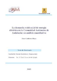 La demanda residencial de energía eléctrica en la Comunidad Autónoma de Andalucía : un análisis cuantitativo