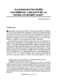 Algunas notas sobre coherencia y balance en la teoría de Robert Alexy
