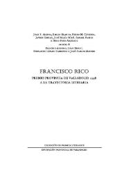 Francisco Rico. Premio provincia de Valladolid 1998 a la trayectoria literaria
