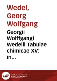 Georgii Wolffgangi Wedelii Tabulae chimicae XV : in synopsi universam chimiam exhibentes
