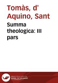 Summa theologica : III pars