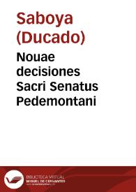 Nouae decisiones Sacri Senatus Pedemontani