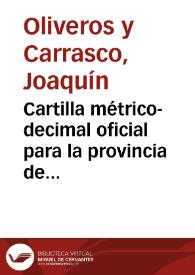 Cartilla métrico-decimal oficial para la provincia de Granada