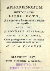 Aphorismorum Hippocratis libri octo