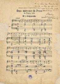 Deux morceaux de prose de Pierre Loti / mis en musique par Isaac Albéniz | Biblioteca Virtual Miguel de Cervantes