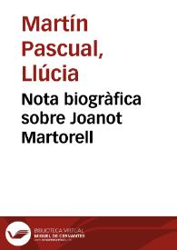 Nota biogràfica sobre Joanot Martorell | Biblioteca Virtual Miguel de Cervantes