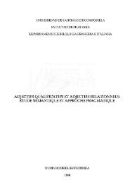 Adjectifs qualificatifs et adjectifs relationnels : étude sémantique et approche pragmatique / Nuria Rodríguez Pedreira | Biblioteca Virtual Miguel de Cervantes