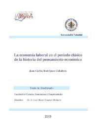 La economía laboral en el período clásico de la historia del pensamiento económico / Juan Carlos Rodríguez Caballero | Biblioteca Virtual Miguel de Cervantes