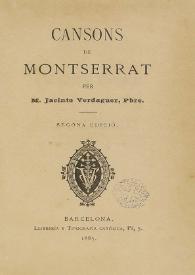 Cansons de Montserrat / per Jacint Verdaguer | Biblioteca Virtual Miguel de Cervantes