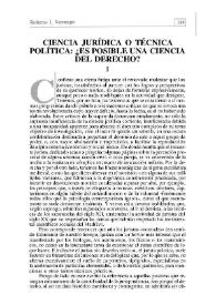 Ciencia jurídica o técnica política : ¿Es posible una ciencia del Derecho? | Biblioteca Virtual Miguel de Cervantes