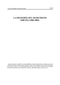La filosofía del Derecho en España (1980-1984) / Josep Aguiló Regla y Francisco López Ruiz | Biblioteca Virtual Miguel de Cervantes