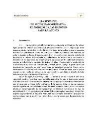 El concepto de autoridad normativa. El modelo de las razones para la acción / Ricardo Alberto Caracciolo | Biblioteca Virtual Miguel de Cervantes