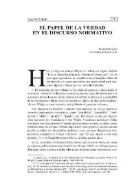 El papel de la verdad en el discurso normativo | Biblioteca Virtual Miguel de Cervantes