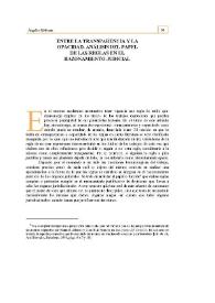Entre la transparencia y la opacidad. Análisis del papel de la reglas en el razonamiento judicial | Biblioteca Virtual Miguel de Cervantes
