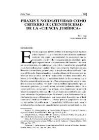 Praxis y normatividad como criterio de cientificidad de la «ciencia jurídica» | Biblioteca Virtual Miguel de Cervantes