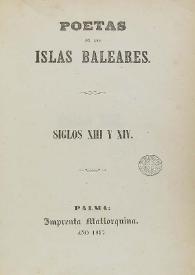 Poetas de las Islas Baleares : Siglos XIII y XIV | Biblioteca Virtual Miguel de Cervantes