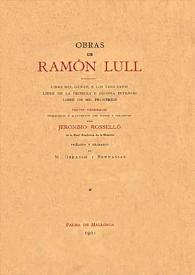 Libre de la primera e segona intenció / Ramon Lull | Biblioteca Virtual Miguel de Cervantes