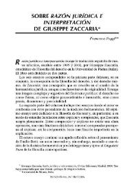 Sobre "Razón jurídica e interpretación" de Guiseppe Zaccaria / Francesca Poggi | Biblioteca Virtual Miguel de Cervantes