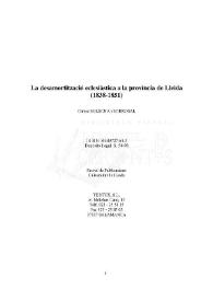 La desamortització eclesiàstica a la província de Lleida : (1838-1851) / Carme Solsona i Sorrosal | Biblioteca Virtual Miguel de Cervantes