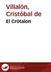 El Crótalon / de Cristophoro Gnophoso | Biblioteca Virtual Miguel de Cervantes