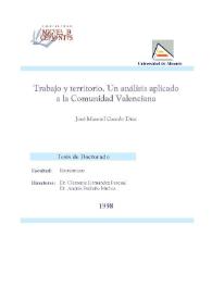 Trabajo y territorio. Un análisis aplicado a la Comunidad Valenciana / José Manuel Casado Díaz | Biblioteca Virtual Miguel de Cervantes