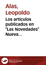 Los artículos publicados en "Las Novedades" Nueva York, 1894-1897 / Leopoldo Alas | Biblioteca Virtual Miguel de Cervantes
