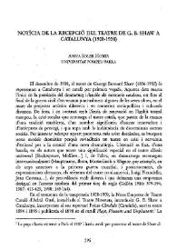 Notícia de la recepció del teatre de G. B. Shaw a Catalunya (1908-1938) / Anna Soler Horta | Biblioteca Virtual Miguel de Cervantes