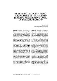 El sentido del positivismo jurídico (II): el positivismo jurídico prescriptivo como un derecho humano / Tom Campbell | Biblioteca Virtual Miguel de Cervantes