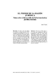 El poder de la razón jurídica. Nota sobre el desarrollo de la hermenéutica jurídica italiana / Isabel Trujillo | Biblioteca Virtual Miguel de Cervantes