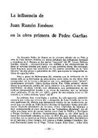 La influencia de Juan Ramón Jiménez en la obra primera de Pedro Garfias / José María Barrera López | Biblioteca Virtual Miguel de Cervantes
