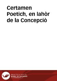Certamen Poetich, en lahòr de la Concepciò | Biblioteca Virtual Miguel de Cervantes