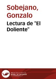 Lectura de "El Doliente" / Gonzalo Sobejano | Biblioteca Virtual Miguel de Cervantes