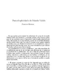 Para el epistolario de Palacio Valdés / Francisco Trinidad | Biblioteca Virtual Miguel de Cervantes