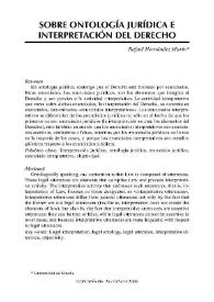Sobre ontología jurídica e interpretación del Derecho / Rafael Hernández Marín | Biblioteca Virtual Miguel de Cervantes