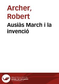 Ausiàs March i la invenció / Robert Archer | Biblioteca Virtual Miguel de Cervantes