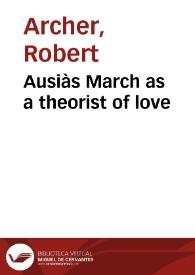 Ausiàs March as a theorist of love | Biblioteca Virtual Miguel de Cervantes