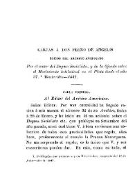 Cartas a D. Pedro de Angelis, editor del Archivo Americano ... [1873] | Biblioteca Virtual Miguel de Cervantes