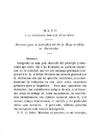 Discurso para la festividad del 25 de mayo de 1844 en Montevideo [1873] | Biblioteca Virtual Miguel de Cervantes