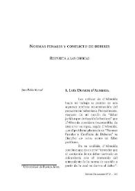 Normas penales y conflicto de deberes. Respuestas a las críticas / Juan Pablo Alonso | Biblioteca Virtual Miguel de Cervantes