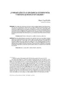 ¿Unidad lógica o dinámica? Coherencia y sistema jurídico en Kelsen / Miguel Ángel Rodilla | Biblioteca Virtual Miguel de Cervantes