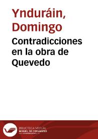 Contradicciones en la obra de Quevedo | Biblioteca Virtual Miguel de Cervantes