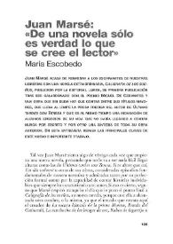Juan Marsé: "De una novela sólo es verdad lo que se cree el lector" / María Escobedo | Biblioteca Virtual Miguel de Cervantes