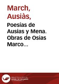 Poesías de Ausias y Mena. Obras de Osias Marco [Transcripció] | Biblioteca Virtual Miguel de Cervantes