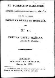 El Pobrecito Hablador : revista satírica de costumbres. Núm. 11 enero de 1833 | Biblioteca Virtual Miguel de Cervantes