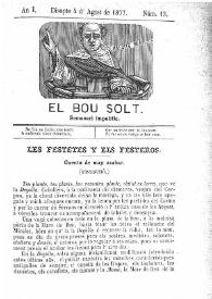 El Bou Solt : semanari impolític. Añ I, núm. 13 (Disapte 4 d'Agost de 1877) [sic] | Biblioteca Virtual Miguel de Cervantes