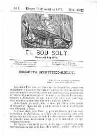 El Bou Solt : semanari impolític. Añ I, núm. 15 (Disapte 18 d'Agost de 1877) [sic] | Biblioteca Virtual Miguel de Cervantes