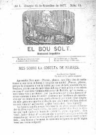 El Bou Solt : semanari impolític. Añ I, núm. 19 (Disapte 15 de Setembre de 1877) [sic] | Biblioteca Virtual Miguel de Cervantes
