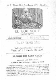 El Bou Solt : semanari impolític. Añ I, núm. 21 (Disapte 29 de Setembre de 1877) [sic] | Biblioteca Virtual Miguel de Cervantes