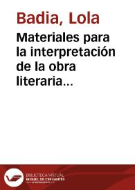 Materiales para la interpretación de la obra literaria de Joan Roís de Corella / Lola Badia | Biblioteca Virtual Miguel de Cervantes
