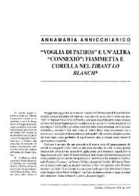 "Voglia di pathos" e un'altra "connexió": Fiammetta e Corella nel "Tirant lo Blanch" / Annamaria Annicchiarico | Biblioteca Virtual Miguel de Cervantes